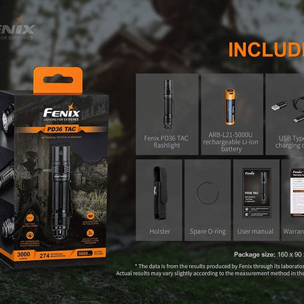 Fenix PD36 TAC Tactical Flashlight - 3000 Lumens